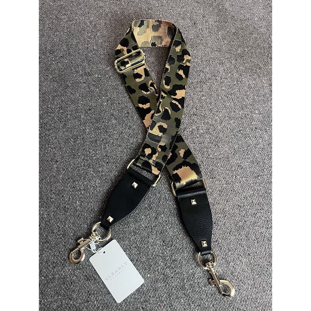 Clearly Handbags Women's Crossbody Bag Strap in Olive Green‎ Leopard Print